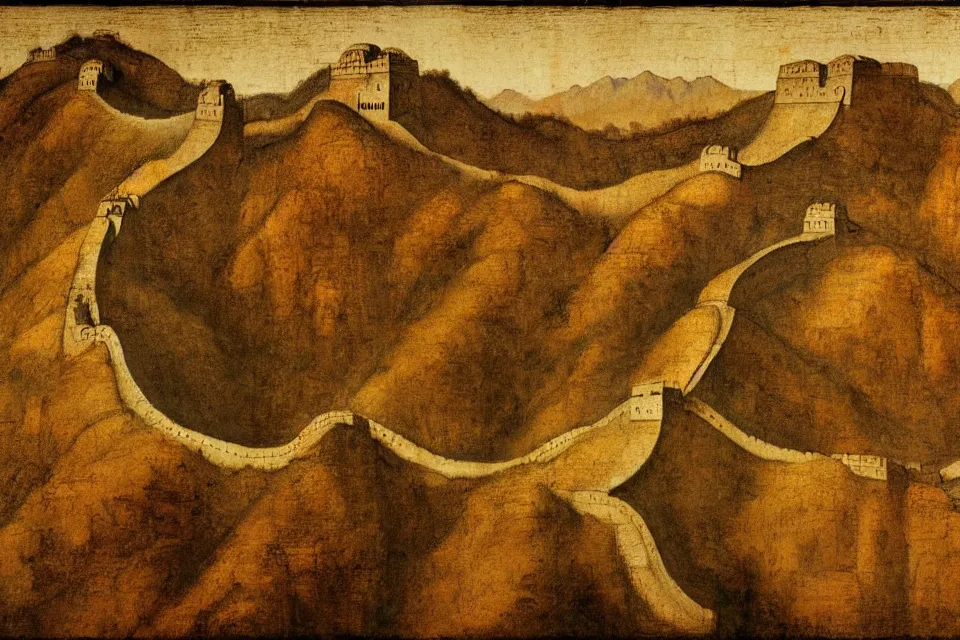 Image similar to the great wall, leonardo da vinci.