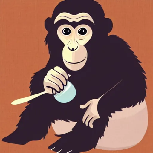 Image similar to bored ape holding a spoon full or sugar up to his face