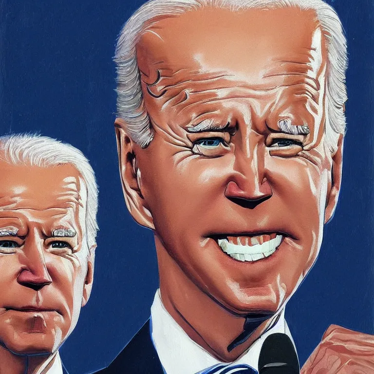 Prompt: Joe Biden, painted by zdzislaw besksinski