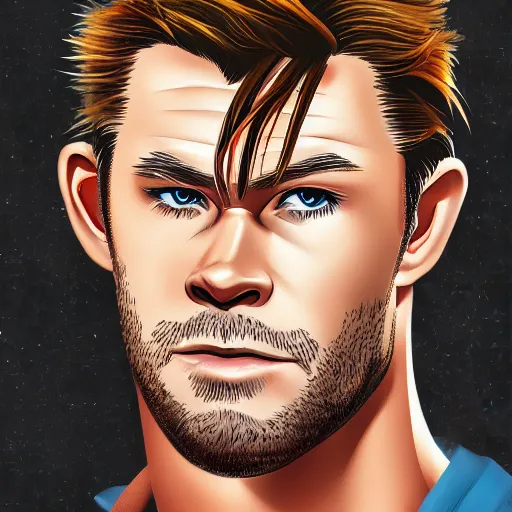 Image similar to Anime portrait of Chris Hemsworth, trending on artstation, artstationHD, artstationHQ, anime style, 4k, 8k
