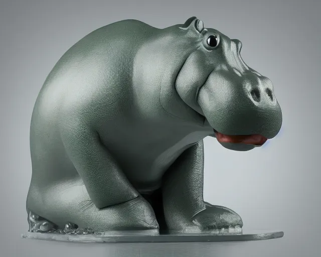 Image similar to cartoon hippopotamus vinyl figure, figure photography, anime stylized, high detail, 3D sculpture, product photography, studio lighting - H 640