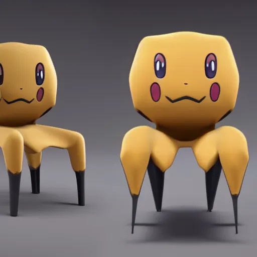 Image similar to a new pokemon resembling a chair, 3 d octane, unreal engine 5