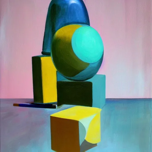 Prompt: painting of an abstract sculpture still life by the caretaker