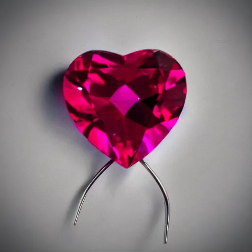 Prompt: a crystal heart vvs diamond ruby heart filled with blood flowing through wire veins crystal heart