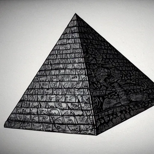 Image similar to a serpent with a pyramid shell made from metal, anime art style