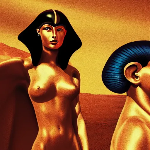 Image similar to hyperrealistic futuristic highly detailed chimera and sphinx woman on the mars sharp focus in the style of modern art deco and retro 8 k