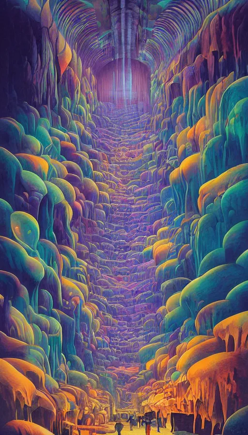 Image similar to The cavern of endless dreams, italian futurism, Dan Mumford, da vinci