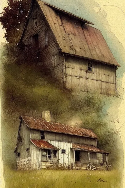 Image similar to (((((1950s farm house. muted colors.))))) by Jean-Baptiste Monge !!!!!!!!!!!!!!!!!!!!!!!!!!!