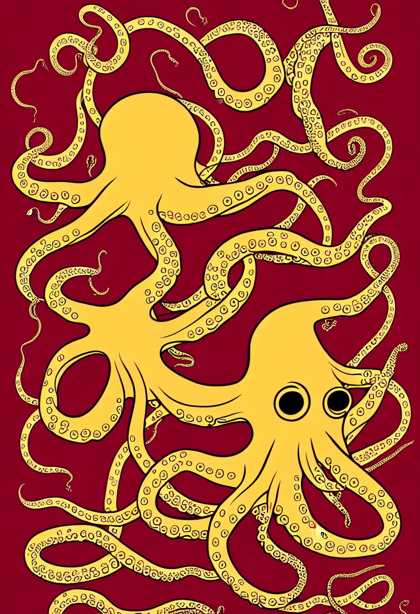 Image similar to vintage concert poster for octopus dance, vector art, 8k, highly detailed illustration