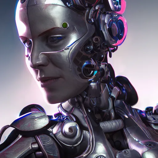 Image similar to cyborg female, hyper detailed, artstation, unreal engine, hyper detailed.