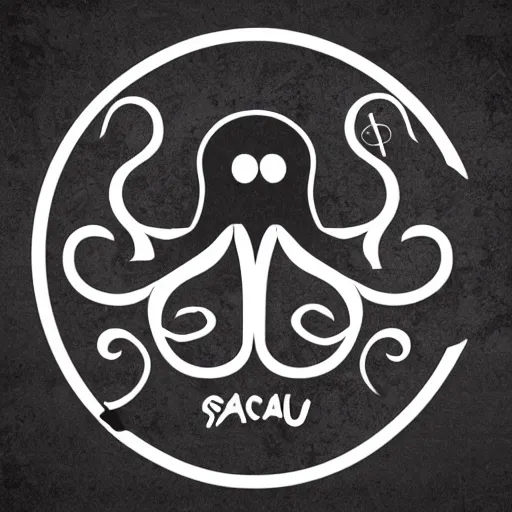 Prompt: octopus vector logo, as emblem for a group of university students in mathematics and physics, sharp modern design, black and white, svg