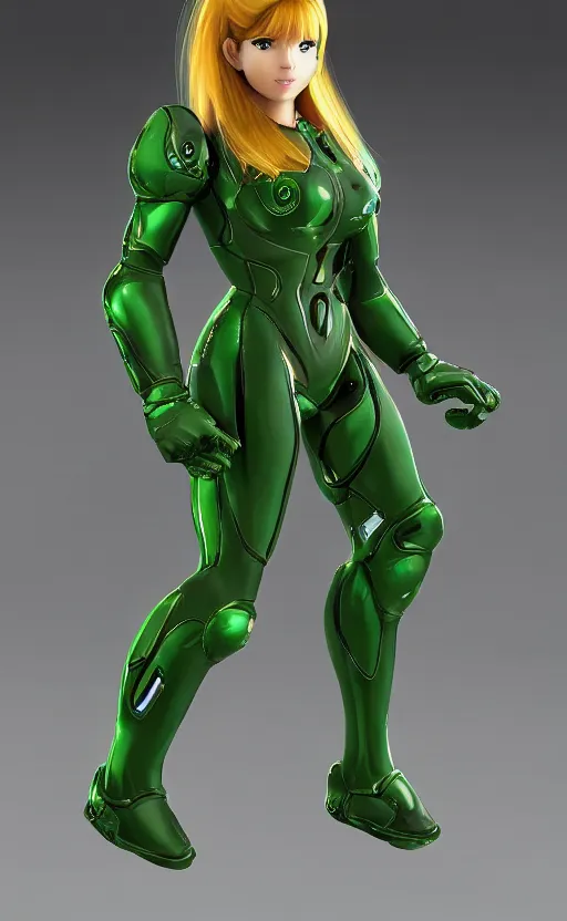 Image similar to samus aran bioorganic varia suit, full body portrait