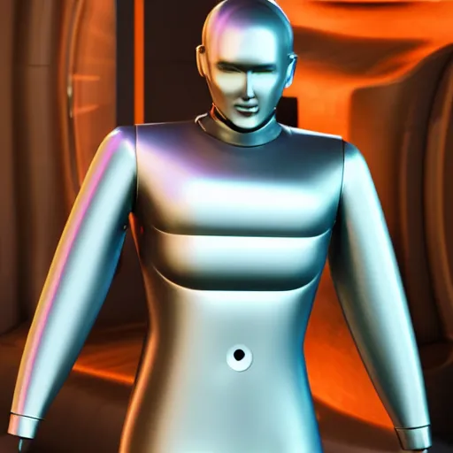 Image similar to a beautiful male android made of holographic metal, unreal engine 5