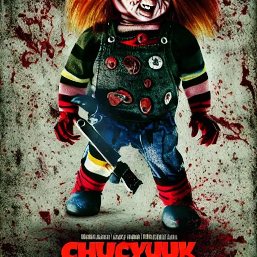 Image similar to Chucky the killer doll VS Zombies movie poster