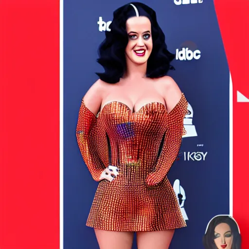 Image similar to katy perry in burger dress. red carpet photograph, paparazzi, octane render, 4 k