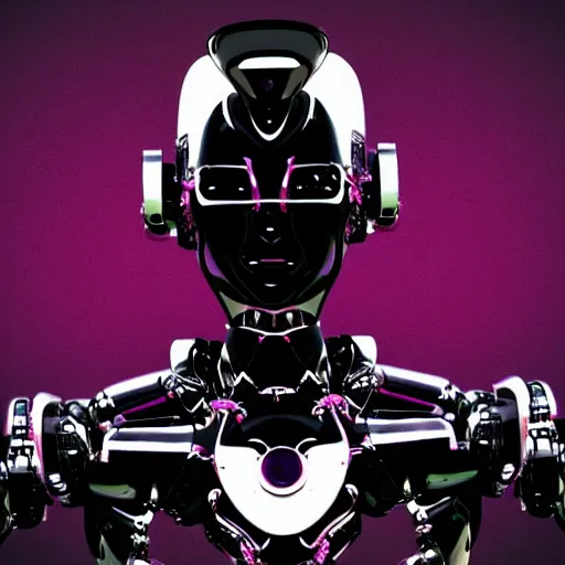 Image similar to beautiful robot humanoid, black and pink tones