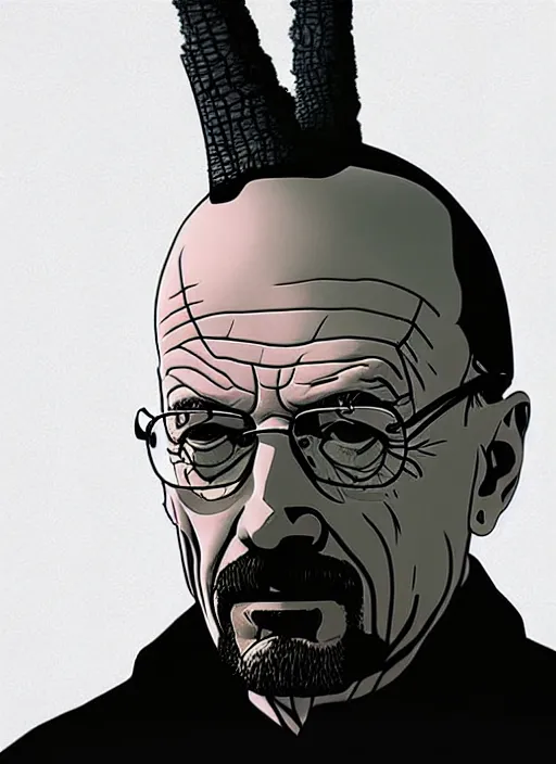 Image similar to poster artwork by Michael Whelan and Tomer Hanuka, of Walter White, from scene from Twin Peaks, clean