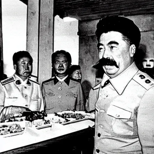 Image similar to joseph stalin in a china town buffet