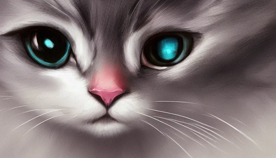 Prompt: Cute cat making eyes at you, hyperdetailed, artstation, cgsociety, 8k