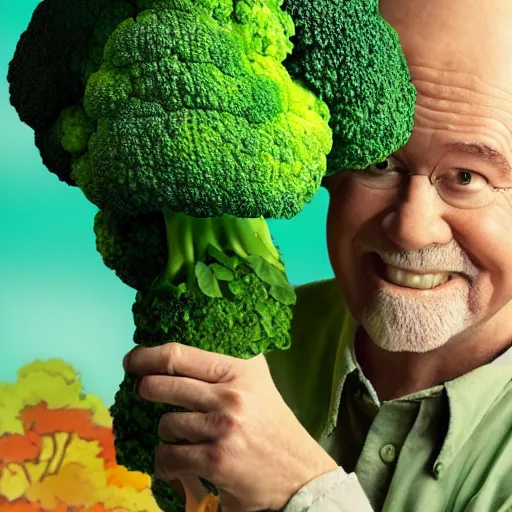 Prompt: bob ross eating broccoli