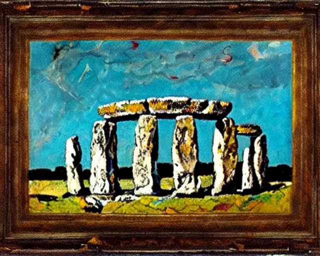 Image similar to Painting of Stonehenge by Jackson Pollock