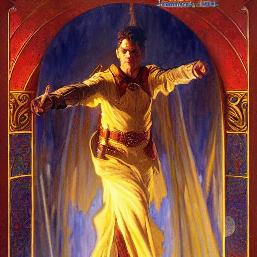 Image similar to powerful wizard. highly detailed painting by gaston bussiere and j. c. leyendecker 8 k