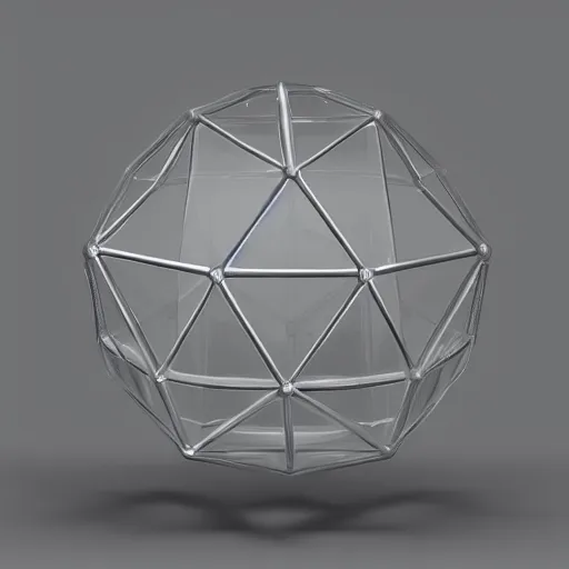 Image similar to 3 d rendering of a transparent dodecahedron with caustic projection on the ground, octane renderer, raytracing