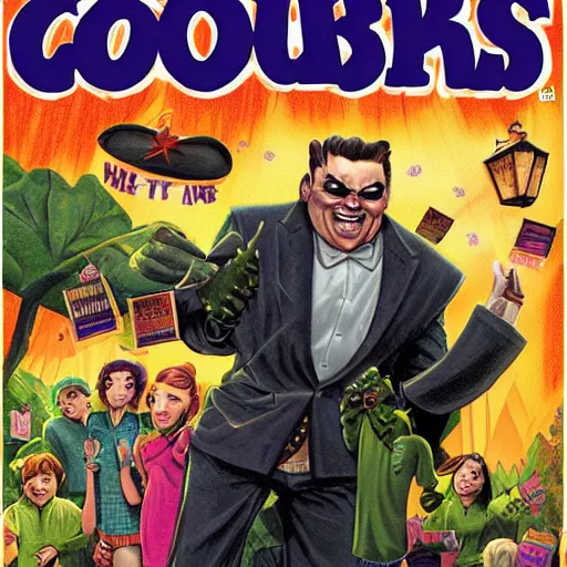 Prompt: goosebumps book cover, tim jacobus art, a mean mailman