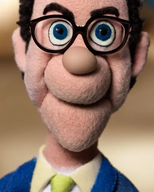 Image similar to david wallace as a muppet. highly detailed felt. hyper real photo. 4 k.
