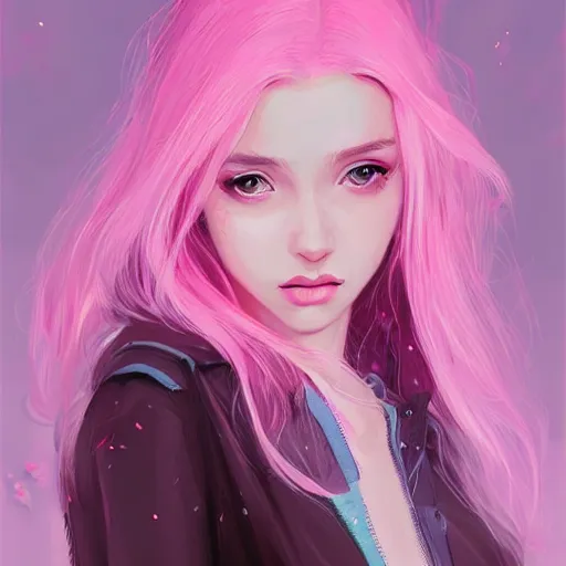 Image similar to teen girl, pink hair, gorgeous, amazing, elegant, intricate, highly detailed, digital painting, artstation, concept art, sharp focus, illustration, art by Ross tran