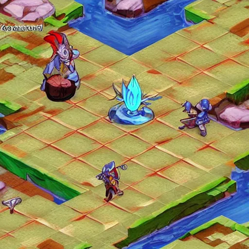 Image similar to an isometric art on the style of breath of fire 4 by Capcom , Pinterest , trending on art station hq, masterpiece