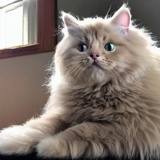 Prompt: photograph of the fluffiest cat in the universe