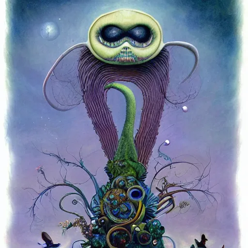 Image similar to surreal alien, artwork by Daniel Merriam,