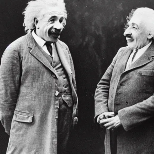 Prompt: vintage photo of einstein beside shrek