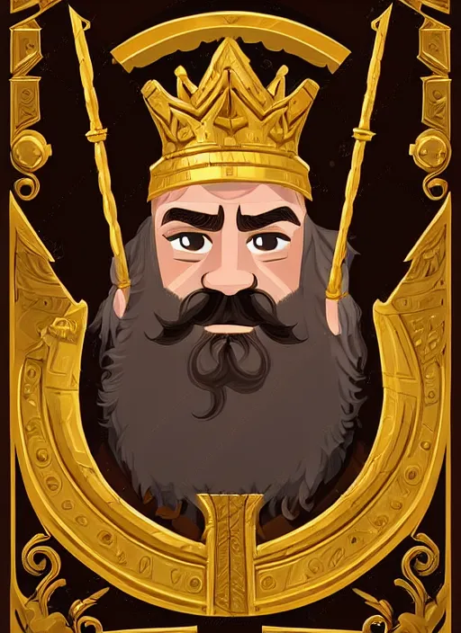 Image similar to dwarf fighter king, gold, exquisite details, white background, by studio muti