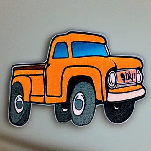 Prompt: cute sticker of an old truck