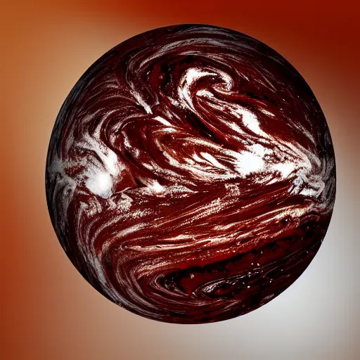 Prompt: Planet stained with chocolate sauce