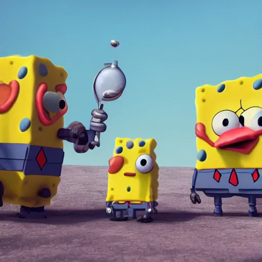 Image similar to mech inspired by spongebob, 4 k realistic photo