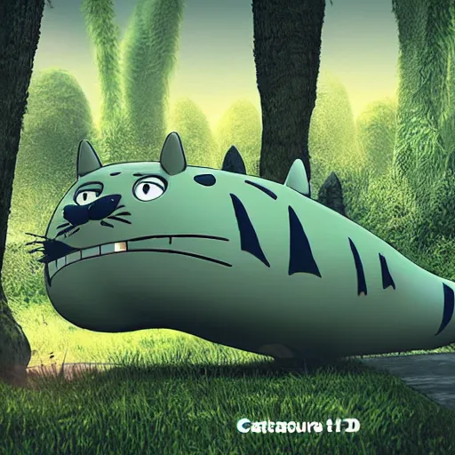 Image similar to catbus from my neighbor totoro, high quality 3d render, unreal engine