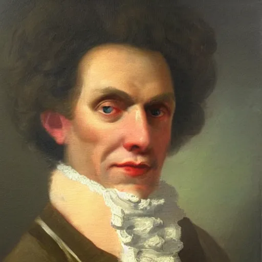 Image similar to An 18th century oil painting of Jerma985, portrait of Jerma985, grainy, realistic, very realistic, hyperrealistic, highly detailed, very detailed, extremely detailed, very neat, very epic, very cool, detailed, trending on artstation