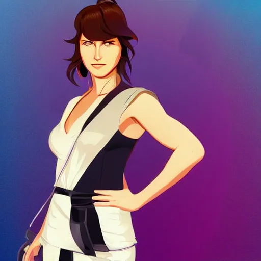 Image similar to lucy lawless, clean cel shaded vector art. shutterstock. behance hd by lois van baarle, artgerm, helen huang, by makoto shinkai and ilya kuvshinov, rossdraws, illustration.