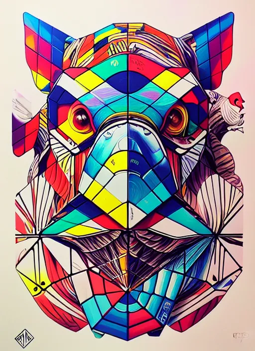 Image similar to scrambled rubiks cube animals, tristan eaton, victo ngai, artgerm, rhads, ross draws