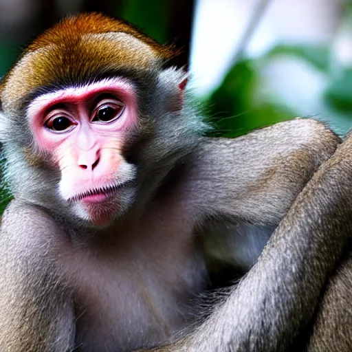 Image similar to happy macaque among cute anime girls