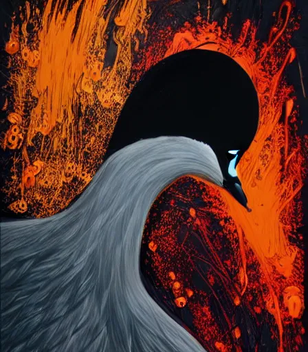 Image similar to TIm Burtons style Black Swan by Alex Pardee and Nekro and Petros Afshar, and James McDermott,unstirred paint, vivid color, cgsociety 4K