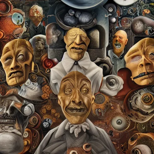 Image similar to a little time and a lot of space stands a man with infinite faces, 4 k, high level of detail, surrealism