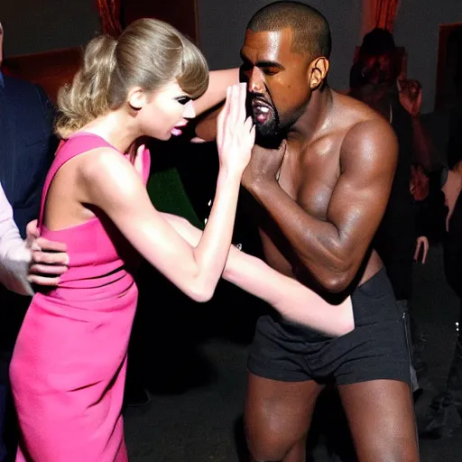 Image similar to taylor swift beating kanye up