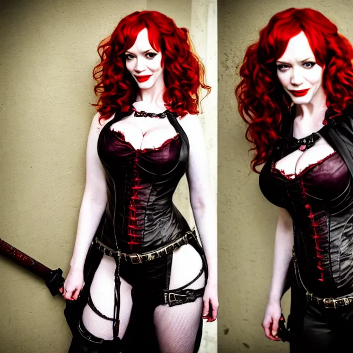 Prompt: full body photograph of christina hendricks as a vampire warrior. extremely detailed. dslr. 8 5 mm.