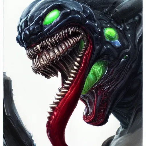 Image similar to thor fused with venom symbiote | slimy black goo | cinematic lighting | award - winning | closeup portrait | by donato giancola and mandy jurgens and charlie bowater | featured on artstation | pencil sketch | sci - fi alien