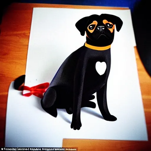 Prompt: portrait of black pugalier dog wearing an elvis costume, trending on instagram, award winning details