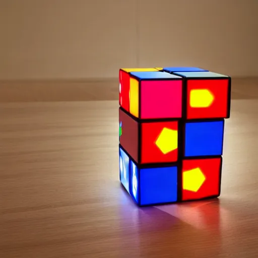 Image similar to a rubix cube made of light